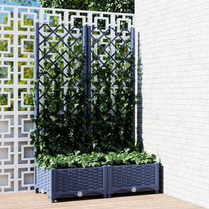 NNEVL Garden Planter with Trellis Blue Grey 80x40x121.5 cm PP