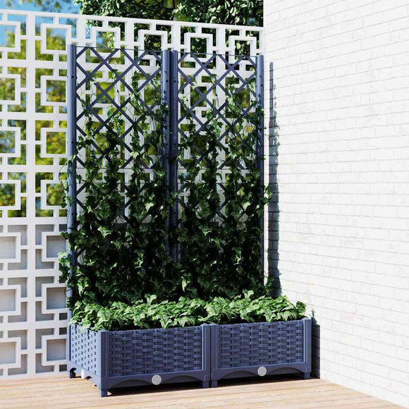 NNEVL Garden Planter with Trellis Blue Grey 80x40x121.5 cm PP