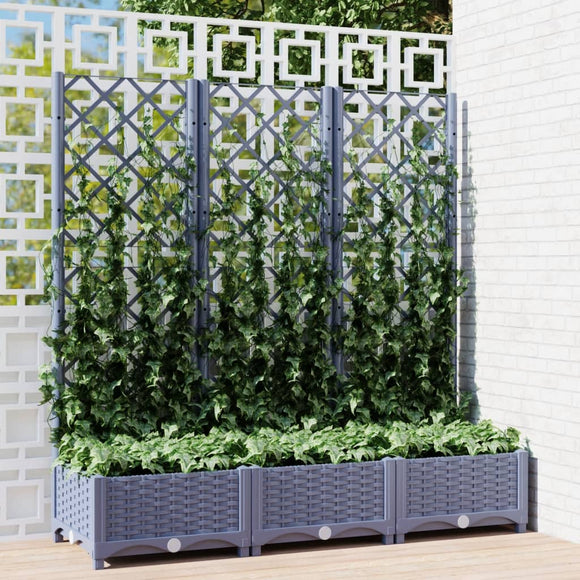 NNEVL Garden Planter with Trellis Dark Grey 120x40x121.5 cm PP