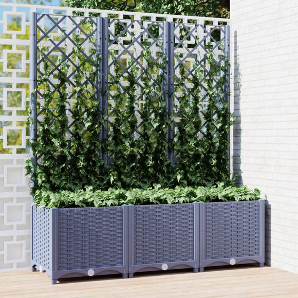 NNEVL Garden Planter with Trellis Dark Grey 120x40x136 cm PP