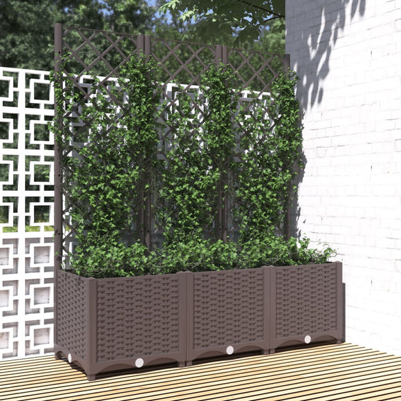 NNEVL Garden Planter with Trellis Brown 120x40x136 cm PP