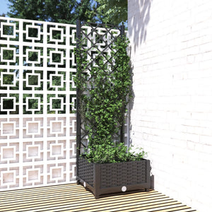 NNEVL Garden Planter with Trellis Black 40x40x121.5 cm PP