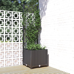 NNEVL Garden Planter with Trellis Black 40x40x136 cm PP