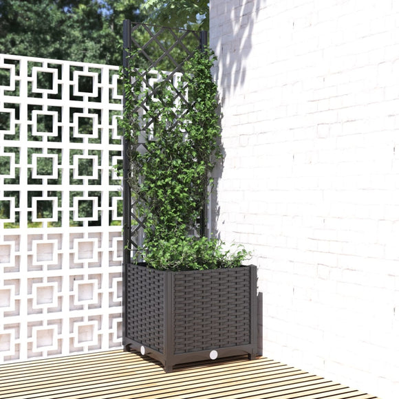 NNEVL Garden Planter with Trellis Black 40x40x136 cm PP