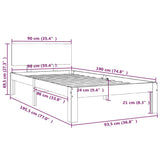 NNEVL Bed Frame without Mattress White 90x190 cm