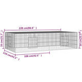 NNEVL 2-Panel Rabbit Cage 220x110x55 cm Galvanised Iron