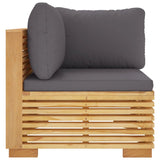 NNEVL Garden Corner Sofa with Dark Grey Cushions Solid Wood Teak