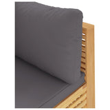 NNEVL Garden Corner Sofa with Dark Grey Cushions Solid Wood Teak