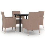NNEVL 5 Piece Garden Dining Set with Cushions Poly Rattan and Black