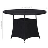 NNEVL Garden Table Black Ø110x74 cm Poly Rattan