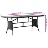 NNEVL Garden Table Black 170x80x74 cm Poly Rattan