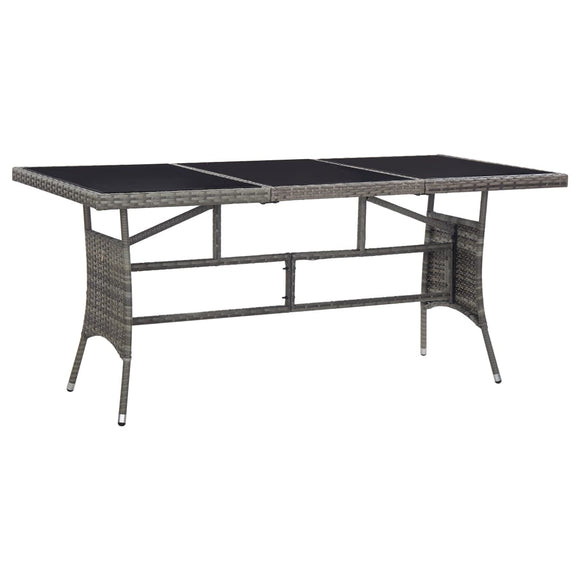 NNEVL Garden Table Grey 170x80x74 cm Poly Rattan