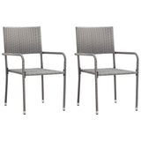 NNEVL Garden Dining Chairs 2 pcs Stackable Grey Poly Rattan