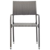 NNEVL Garden Dining Chairs 2 pcs Stackable Grey Poly Rattan