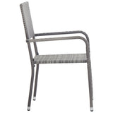 NNEVL Garden Dining Chairs 2 pcs Stackable Grey Poly Rattan