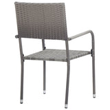 NNEVL Garden Dining Chairs 2 pcs Stackable Grey Poly Rattan
