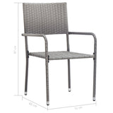 NNEVL Garden Dining Chairs 2 pcs Stackable Grey Poly Rattan