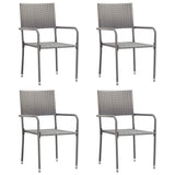 NNEVL Garden Dining Chairs 4 pcs Stackable Grey Poly Rattan