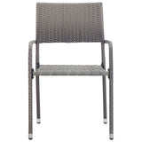 NNEVL Garden Dining Chairs 4 pcs Stackable Grey Poly Rattan