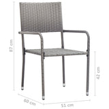 NNEVL Garden Dining Chairs 4 pcs Stackable Grey Poly Rattan