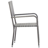NNEVL Garden Dining Chairs 6 pcs Stackable Grey Poly Rattan