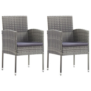 NNEVL Garden Chairs with Dark Grey Cushions 2 pcs Grey Poly Rattan