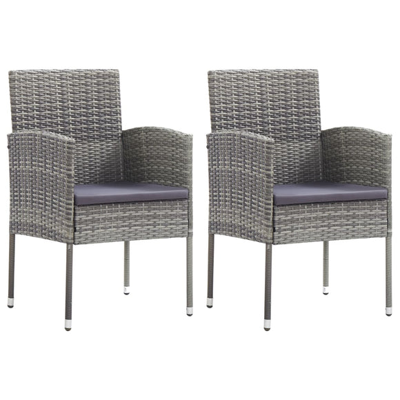 NNEVL Garden Chairs with Dark Grey Cushions 2 pcs Grey Poly Rattan