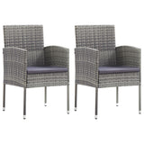 NNEVL Garden Chairs with Dark Grey Cushions 2 pcs Grey Poly Rattan