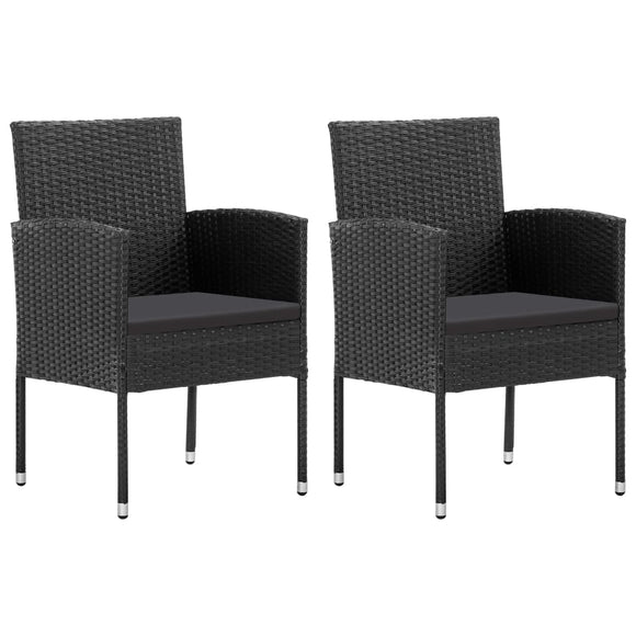 NNEVL Garden Chairs with Black Cushions 2 pcs Black Poly Rattan