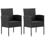 NNEVL Garden Chairs with Black Cushions 2 pcs Black Poly Rattan