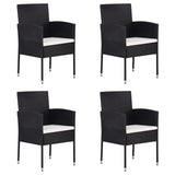 NNEVL Garden Chairs with Cream White Cushions 4 pcs Black Poly Rattan