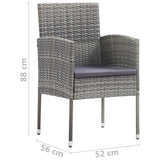 NNEVL Garden Chairs with Dark Grey Cushions 4 pcs Grey Poly Rattan