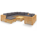 NNEVL 10 Piece Garden Lounge Set with Cushions Solid Teak Wood