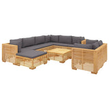 NNEVL 10 Piece Garden Lounge Set with Cushions Solid Teak Wood