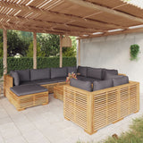 NNEVL 10 Piece Garden Lounge Set with Cushions Solid Teak Wood
