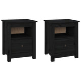 NNEVL Bedside Cabinets 2 pcs Black 40x35x49 cm Solid Wood Pine