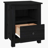 NNEVL Bedside Cabinets 2 pcs Black 40x35x49 cm Solid Wood Pine