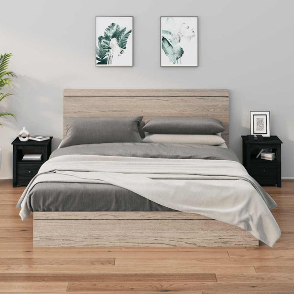 NNEVL Bedside Cabinets 2 pcs Black 40x35x49 cm Solid Wood Pine