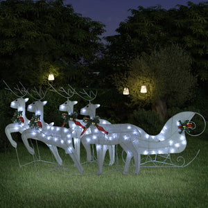 NNEVL Reindeer & Sleigh Christmas Decoration 100 LEDs Outdoor White