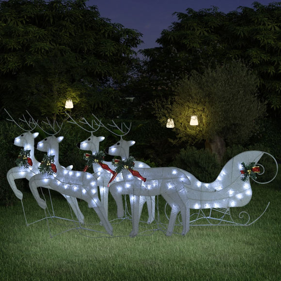 NNEVL Reindeer & Sleigh Christmas Decoration 100 LEDs Outdoor White