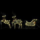 NNEVL Reindeer & Sleigh Christmas Decoration 140 LEDs Outdoor Gold