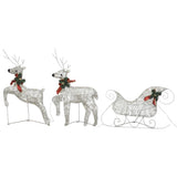 NNEVL Reindeer & Sleigh Christmas Decoration 140 LEDs Outdoor Gold