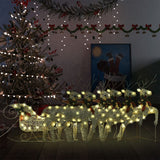 NNEVL Reindeer & Sleigh Christmas Decoration 140 LEDs Outdoor Gold