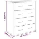 NNEVL Sideboard with 4 Drawers 60x30.5x71 cm Black