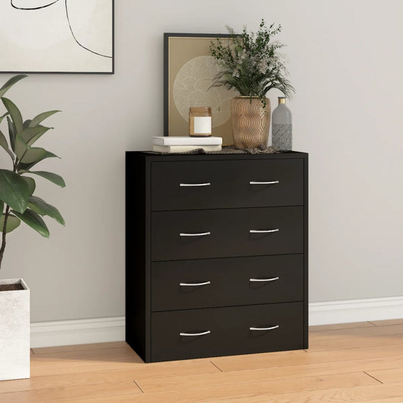 NNEVL Sideboard with 4 Drawers 60x30.5x71 cm Black