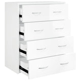 NNEVL Sideboard with 4 Drawers 60x30.5x71 cm High Gloss White
