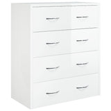 NNEVL Sideboard with 4 Drawers 60x30.5x71 cm High Gloss White