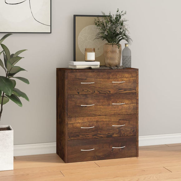 NNEVL Sideboard with 4 Drawers 60x30.5x71 cm Smoked Oak