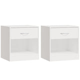 NNEVL Bedside Cabinets 2 pcs with Drawer High Gloss White