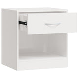 NNEVL Bedside Cabinets 2 pcs with Drawer High Gloss White